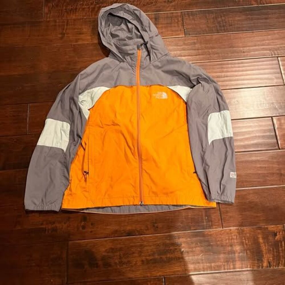 The North Face Boys Full Zip-Up Hooded Rain Windbreaker Jacket.